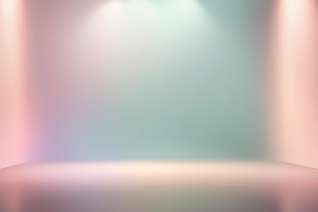 A soft vintage gradient blur background with a pastel colored well use as studio room product presentation