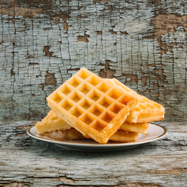 Photo soft waffles on plate