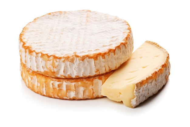 Soft washed rind cheese on white background