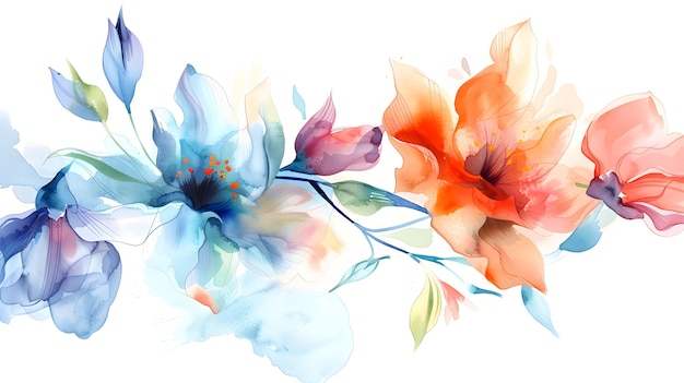 Photo soft watercolor floral composition