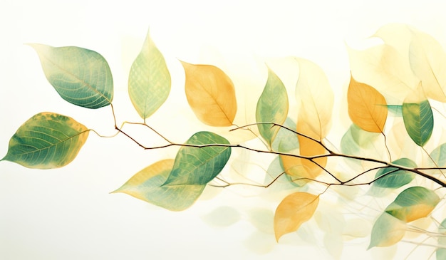 Soft watercolor leaves illustration with autumn colors AI generated