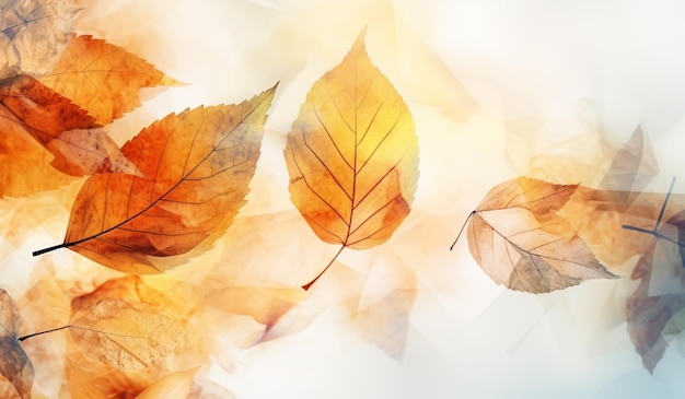 Soft watercolor leaves illustration with autumn colors AI generated