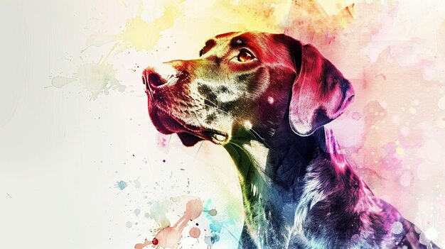 Foto acquerello morbido pittura di cane puntatore su sfondo bianco