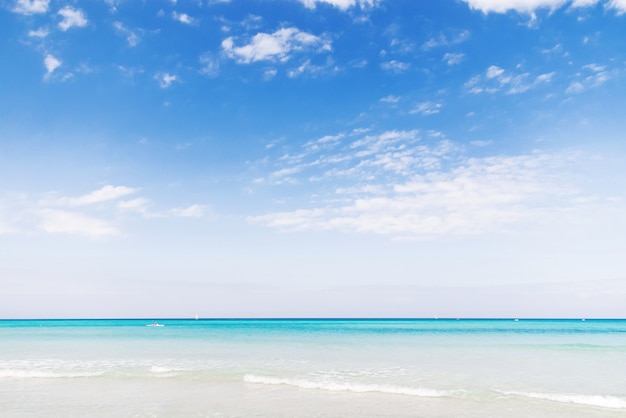 Soft wave of Caribbean sea on sandy Varadero beach. Summer peaceful in Cuba.