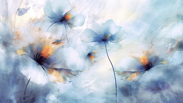 Soft whimsical ethereal flowers background Generative AI