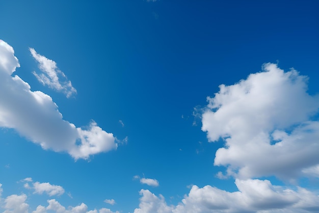 夏の日の青い空を背景に柔らかい白い雲