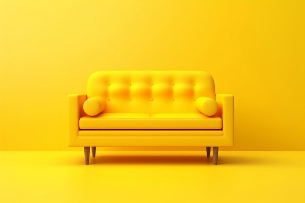 Soft Yellow Sofa A Cozy Pop of Color on a Yellow Background Generative Ai