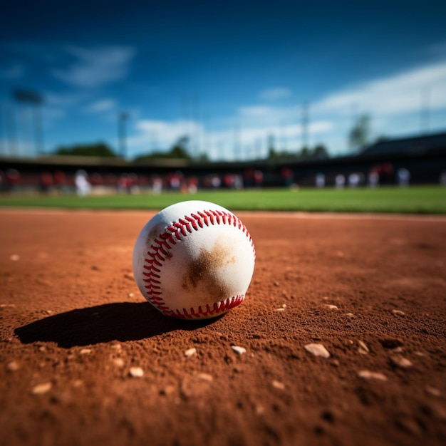 Softball on the baseball field chalk lines sporting atmosphere For Social Media Post Size