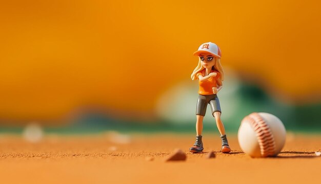 Softball creative minimal objects and miniature photoshoot softball concept