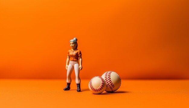 Foto softball oggetti creativi minimi e servizio fotografico in miniatura concetto di softball