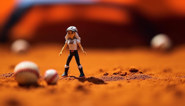 Softball creative minimal objects and miniature photoshoot Softball concept