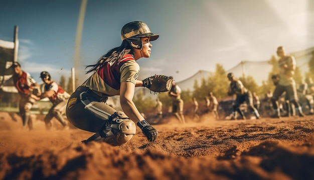 Softball gameplay at the field photoshot Softball concept