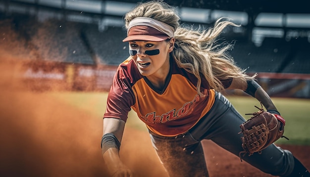 Softball gameplay at the field photoshot Softball concept