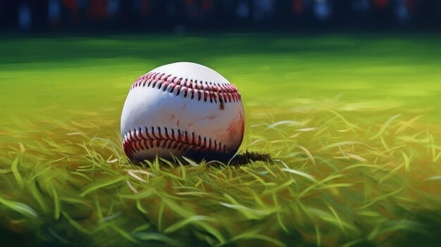 Softball on green grass Illustration AI GenerativexA