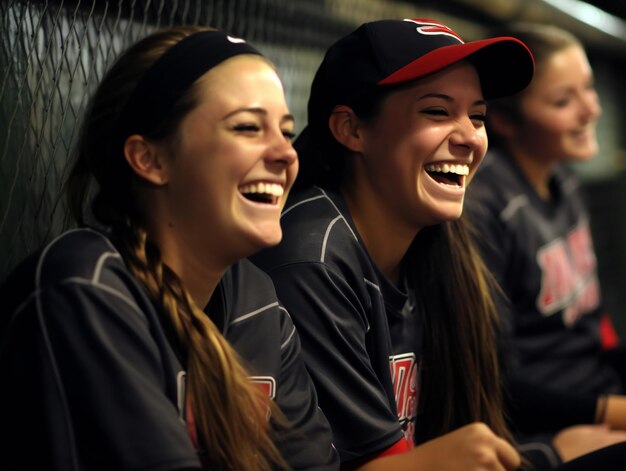 Photo softball happy teammates