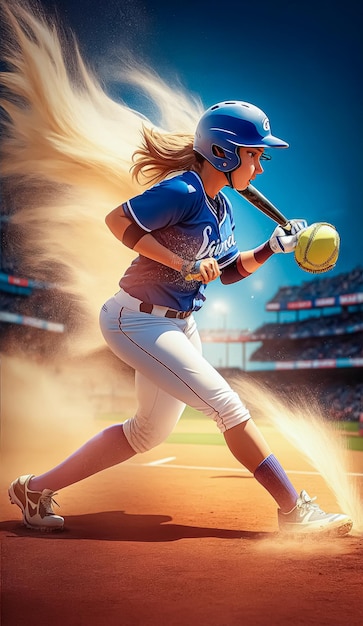 Softball Player with stadium background