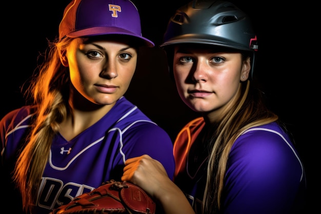 Foto giocatori di softball che mostrano le emozioni condivise tra i giocatori