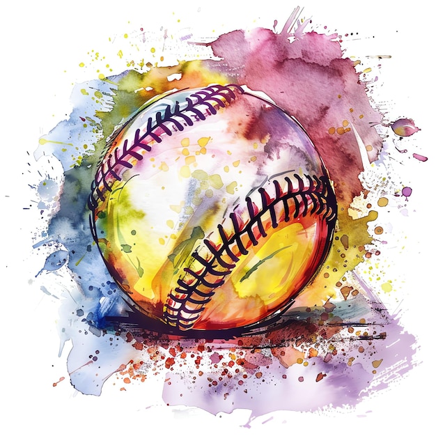 Photo softball watercolor sport theme activity