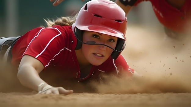 Foto il softballer è a terra