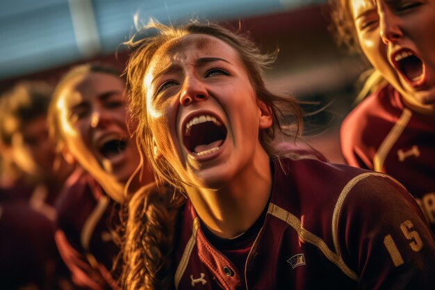 Foto softbalspelers laten de gedeelde emoties onder spelers zien