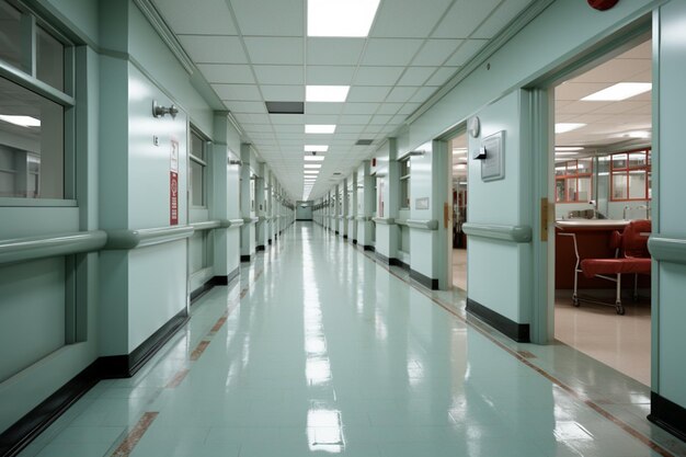 Softened backdrop Hospital corridors focus gently blurs into serene visual harmony