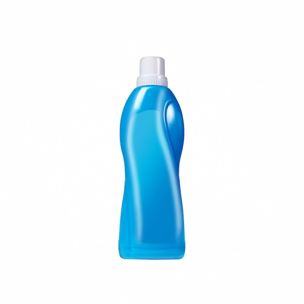 Photo softener in blue plastic bottle isolated on white