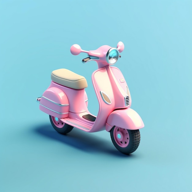 Мягко освещенный крошечный милый изометрический Vespa Emoji Generative AI