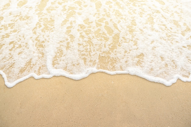 Softly wave on the sand beach sunset