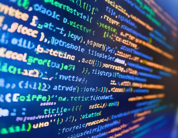 software code on a computer screen illustrating programming coding and software development