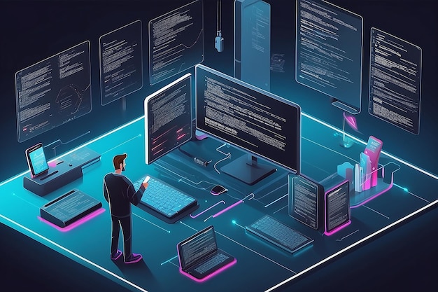 Software code testing concept illustration