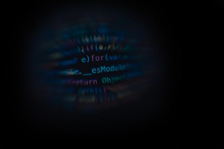 Photo software developer code abstract computer script code software developer code programming screen