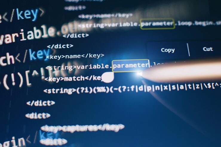 Photo software developer programming code abstract computer script code code text written and created entirely by myself