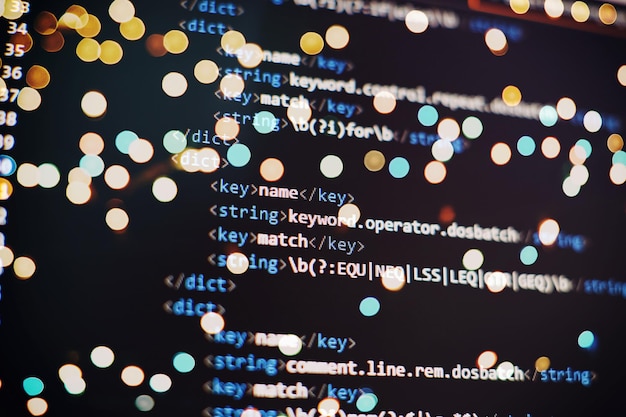 写真 ソフトウェア開発者プログラミングコード抽象コンピュータスクリプトコードソフトウェア開発者のプログラミングコード画面