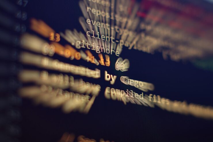 Photo software developer programming code abstract computer script code programming code screen of software developer
