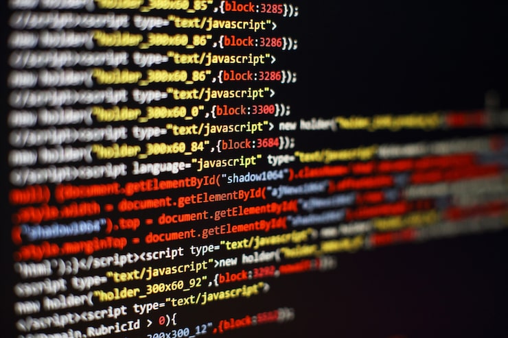 Photo 軟件開發者編程代碼.抽象的電腦脚本代碼.選擇性重點