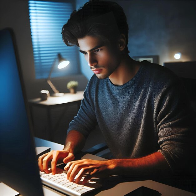 軟件開發者在家工作時使用電腦編程