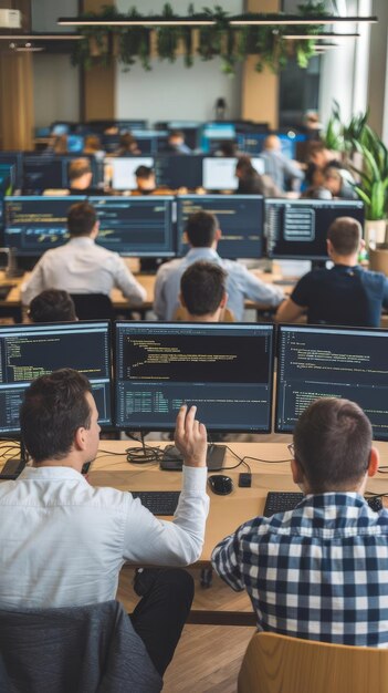 software developers discussing about source code compiling discovers errors and asks the rest of th