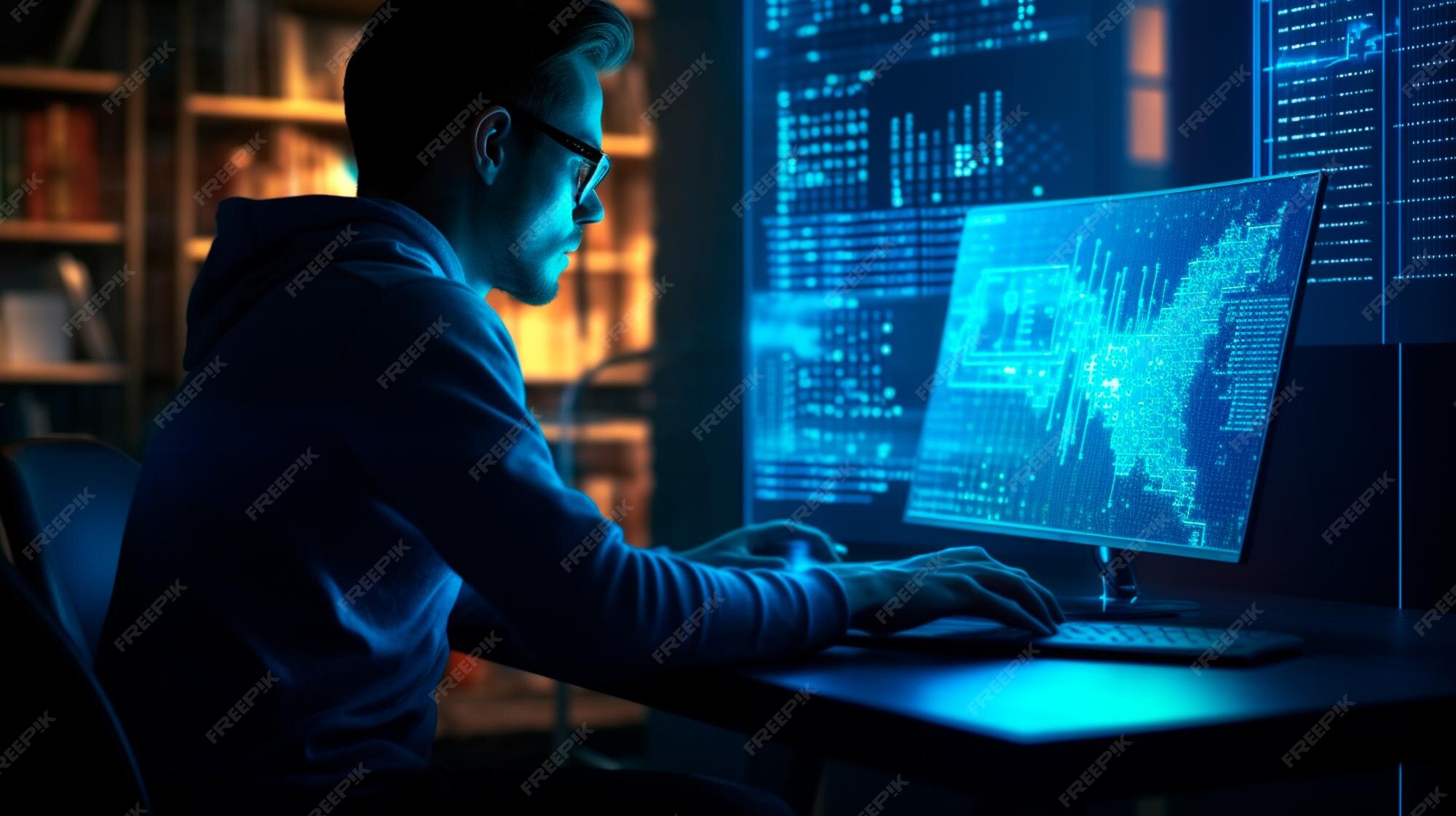 Premium AI Image | Software development concept Coding programmer ... image.