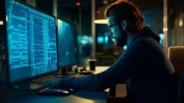 Premium AI Image | Software development concept Coding programmer ... image.