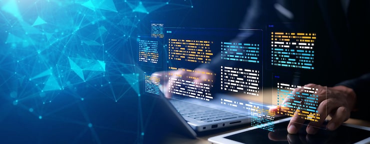 Photo software development concepts programming for various devices coding process chart testing platform