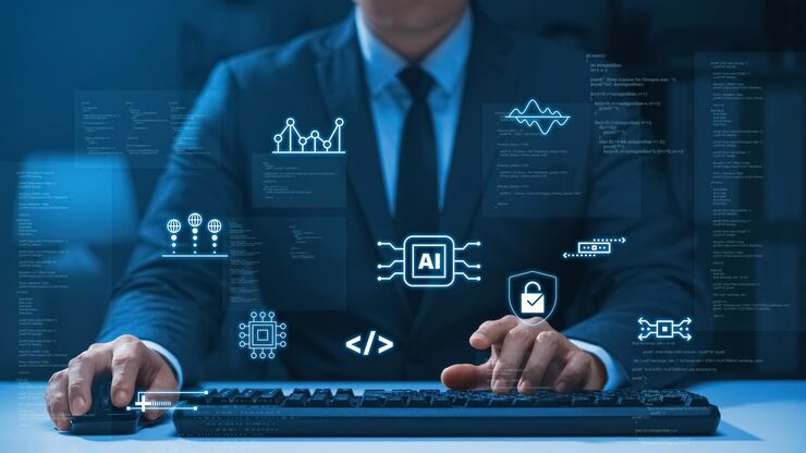 Photo software development concepts and programming for various devices software engineer computer programmer coding process chart testing platform data analytics online safety