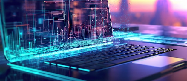 software development conceptual creating computer program code on laptop design interface of website or soft on screen device