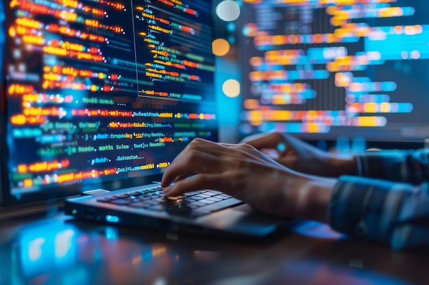 Premium Photo | A software development designer or programmer is typing ...