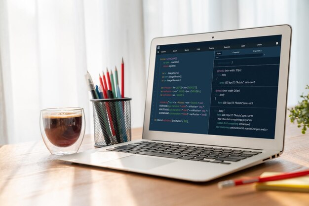 software development programming on computer screen for modish application and program coding
