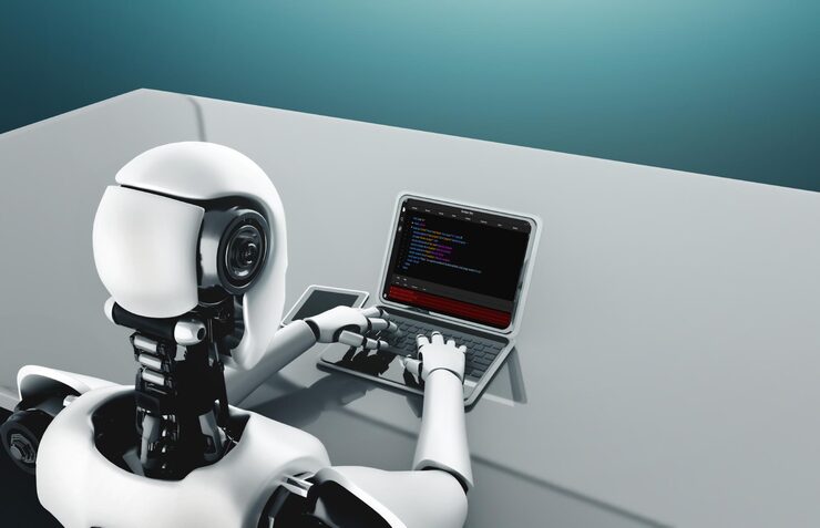 Photo software development programming on computer screen for modish application and program coding