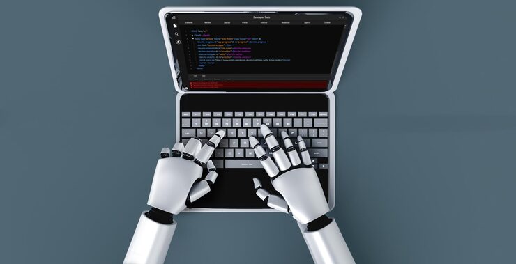 Photo software development programming on computer screen for modish application and program coding