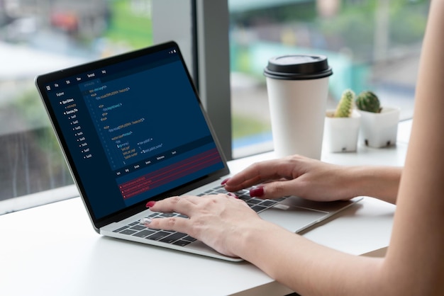 software development programming on computer screen for modish application and program coding