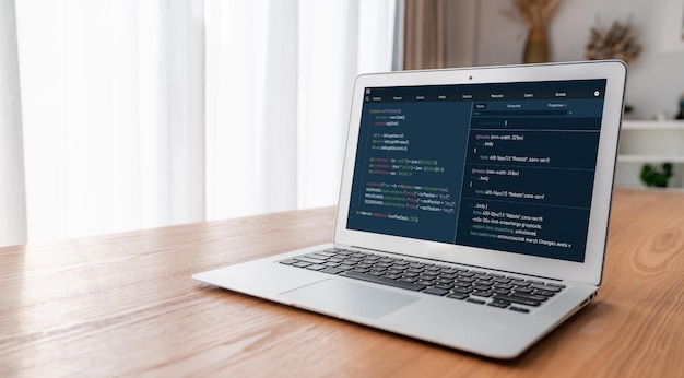 Software development programming on computer screen for modish application