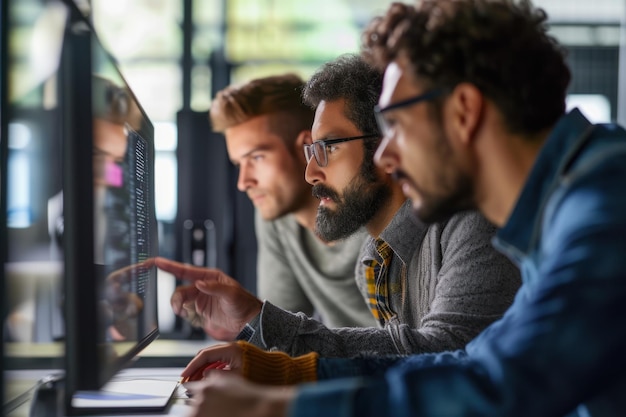 Foto ingegneri del software che lanciano una nuova banca dati