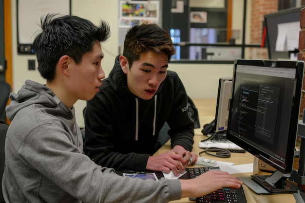 Software Engineers Engrossed in Computer Work